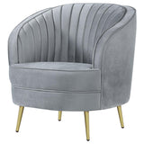 Sophia Upholstered Channel Tufted Barrel Accent Chair Grey - 506866
