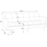 Easy Convert Futon Sofa With Tufted Back And Seat