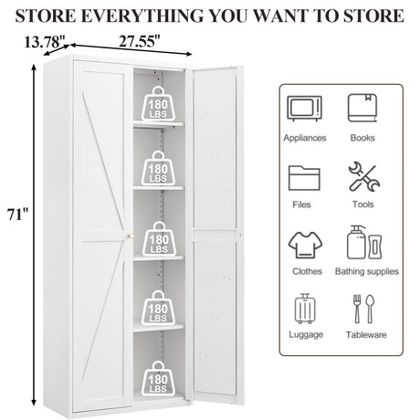 Adjustable 2 Door Storage Cabinet With Adjustable Shelves