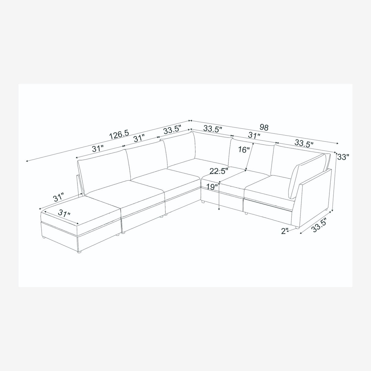Modern Reversible Modular Sectional