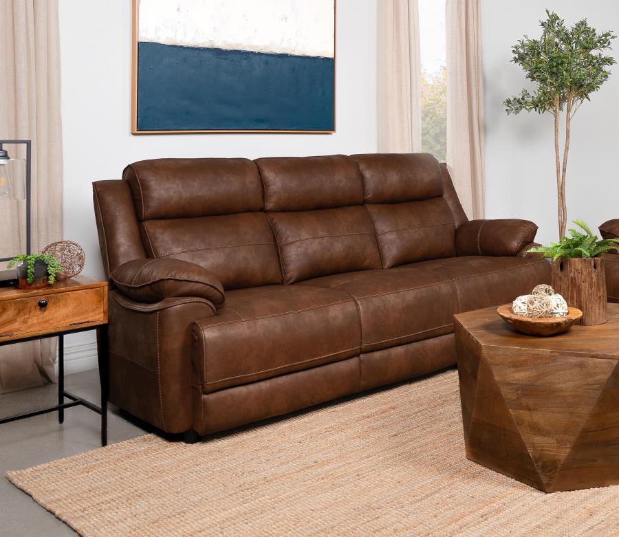 Ellington Upholstered Padded Arm Sofa Dark Brown - 508281