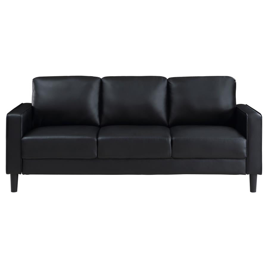 Ruth 2-piece Upholstered Track Arm Sofa Set Black - 508361-S2