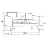 Ruth 2-piece Upholstered Track Arm Sofa Set Black - 508361-S2