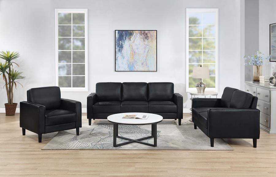 Ruth Upholstered Track Arm Loveseat Black - 508362