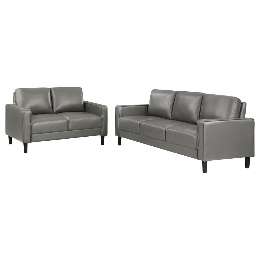 Ruth 2-piece Upholstered Track Arm Sofa Set Grey - 508365-S2