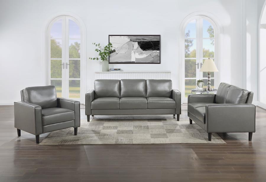 Ruth 3-piece Upholstered Track Arm Sofa Set Grey - 508365-S3