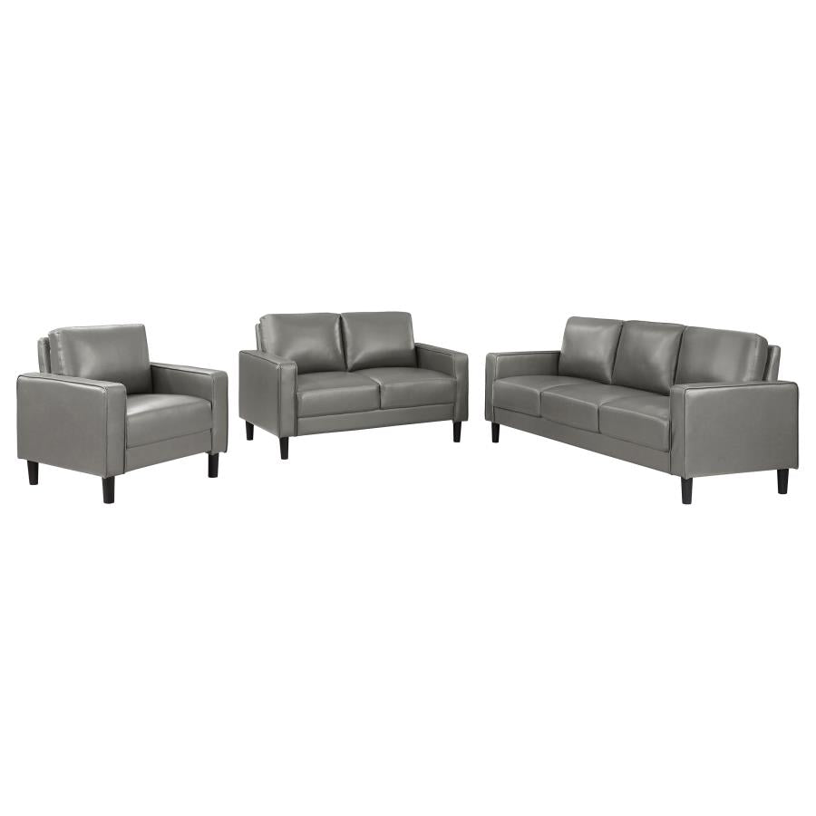 Ruth 3-piece Upholstered Track Arm Sofa Set Grey - 508365-S3