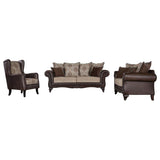 Elmbrook 3-piece Upholstered Rolled Arm Sofa Set Brown - 508571-S3