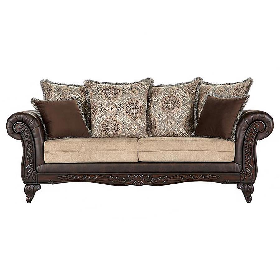 Elmbrook 3-piece Upholstered Rolled Arm Sofa Set Brown - 508571-S3