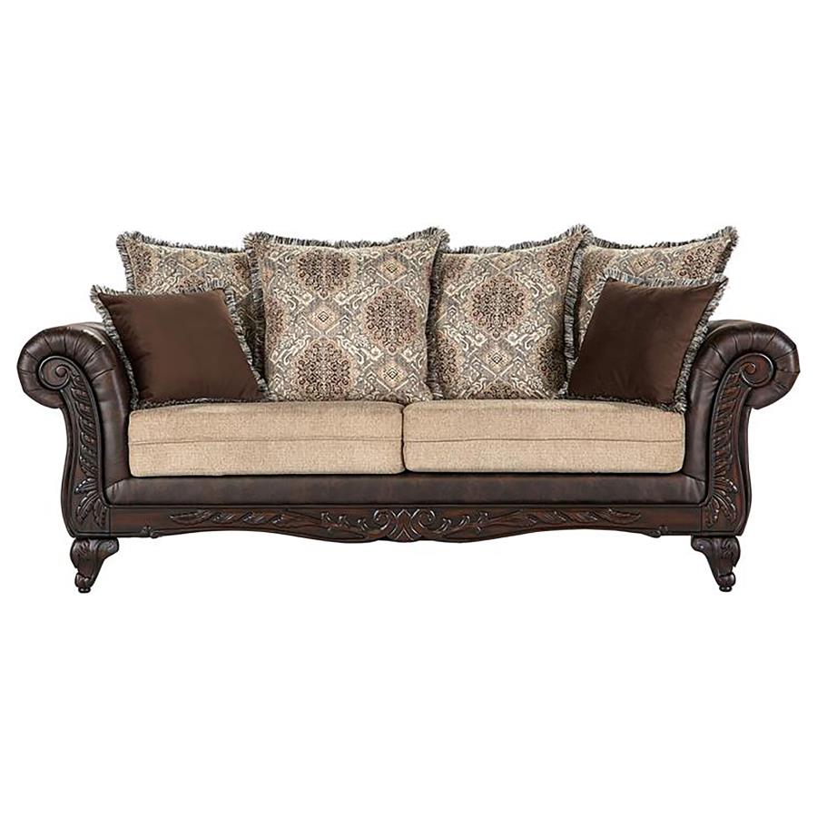 Elmbrook Upholstered Rolled Arm Sofa Brown - 508571