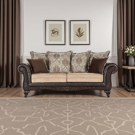 Elmbrook Upholstered Rolled Arm Sofa Brown - 508571