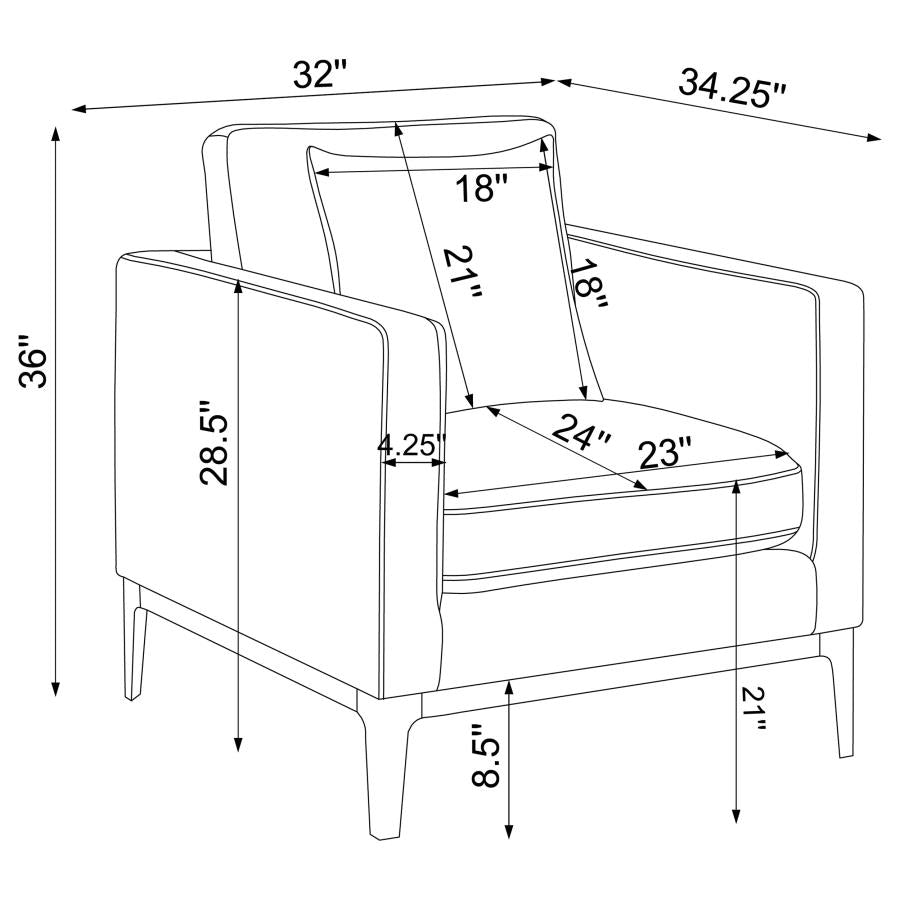 Apperson 3-piece Upholstered Track Arm Sofa Set Light Grey - 508681-S3
