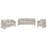 Corliss 3-piece Upholstered Arched Arm Sofa Set Beige - 508821-S3