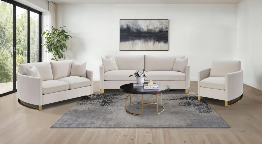 Corliss 3-piece Upholstered Arched Arm Sofa Set Beige - 508821-S3
