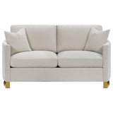 Corliss Upholstered Curved Track Arm Loveseat Beige - 508822