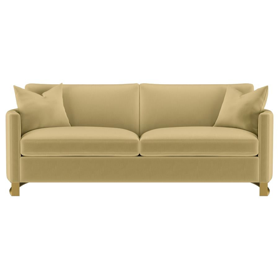 Corliss Upholstered Curved Track Arm Sofa Camel - 508824