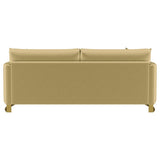 Corliss Upholstered Curved Track Arm Sofa Camel - 508824
