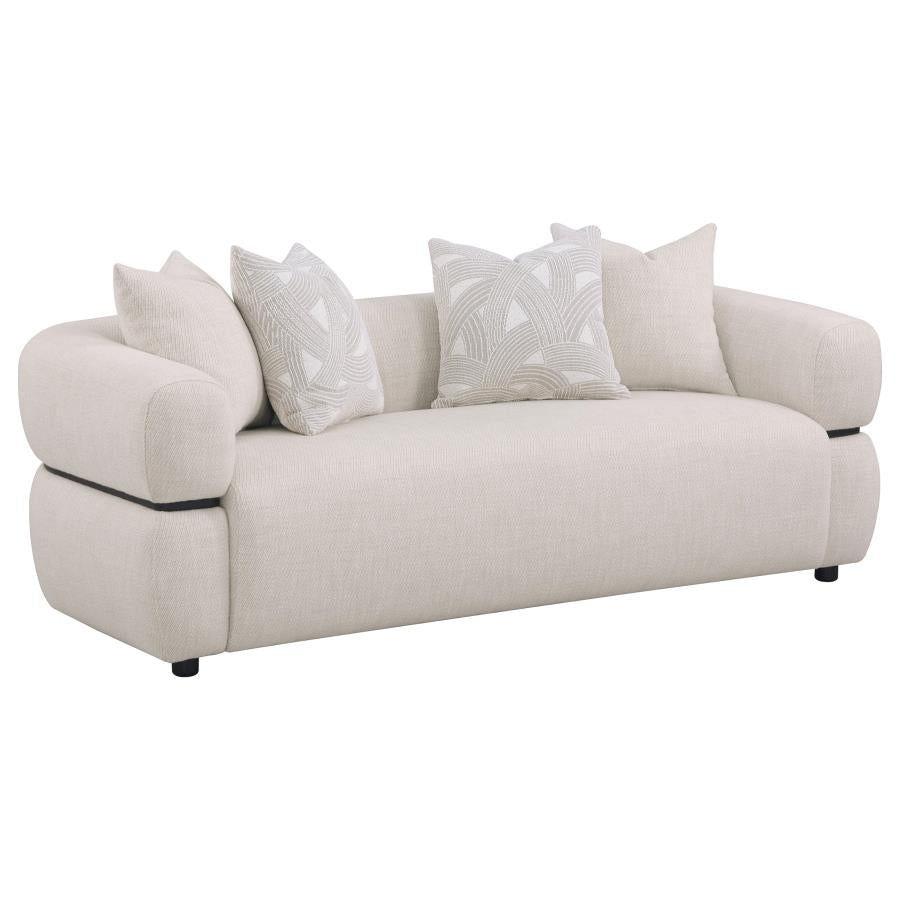 Jeanette 84-inch Fabric Upholstered Round Arm Sofa Beige - 508961