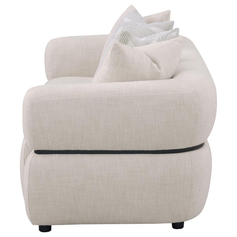 Jeanette 84-inch Fabric Upholstered Round Arm Sofa Beige - 508961