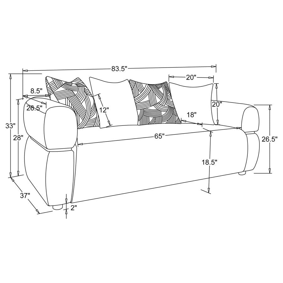 Jeanette 84-inch Fabric Upholstered Round Arm Sofa Beige - 508961