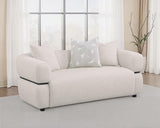 Jeanette 73-inch Fabric Upholstered Round Arm Loveseat Beige - 508962