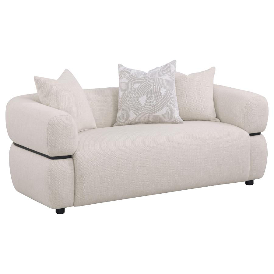 Jeanette 73-inch Fabric Upholstered Round Arm Loveseat Beige - 508962