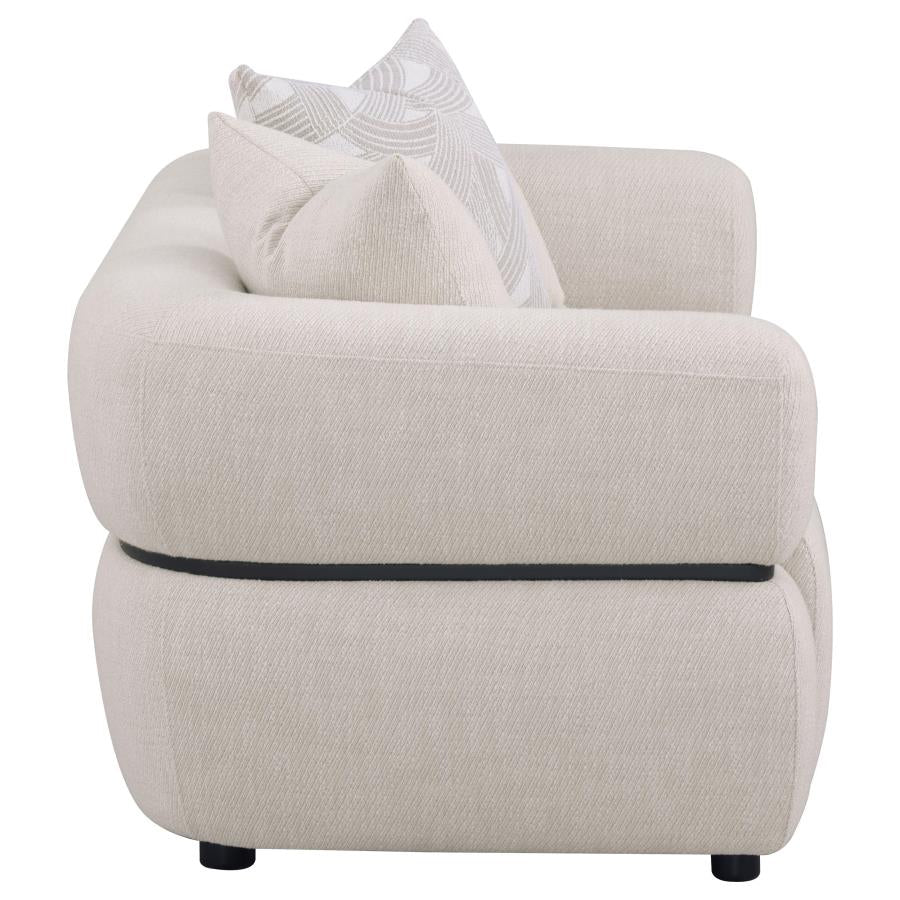 Jeanette 73-inch Fabric Upholstered Round Arm Loveseat Beige - 508962
