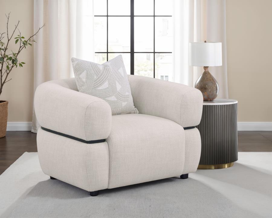 Jeanette Fabric Upholstered Round Arm Accent Chair Beige - 508963