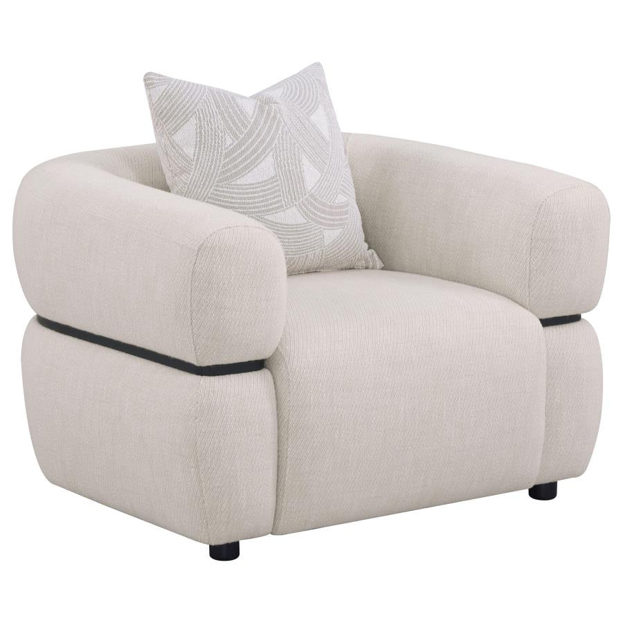 Jeanette Fabric Upholstered Round Arm Accent Chair Beige - 508963