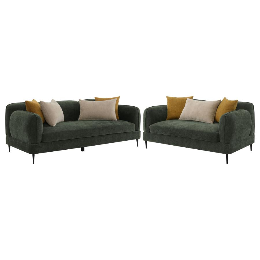 Jade 2-piece Chenille Upholstered Sofa Set Green - 509131-S2