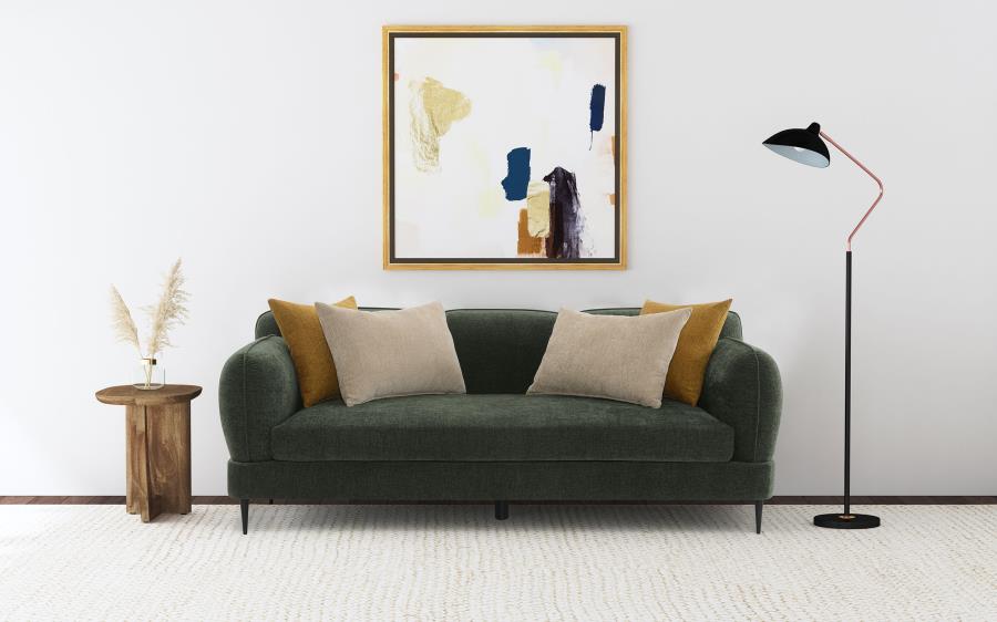 Jade Chenille Upholstered Modern Track Arm Sofa Green - 509131