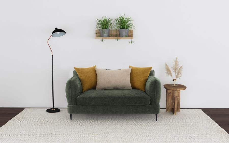 Jade Chenille Upholstered Modern Track Arm Loveseat Green - 509132