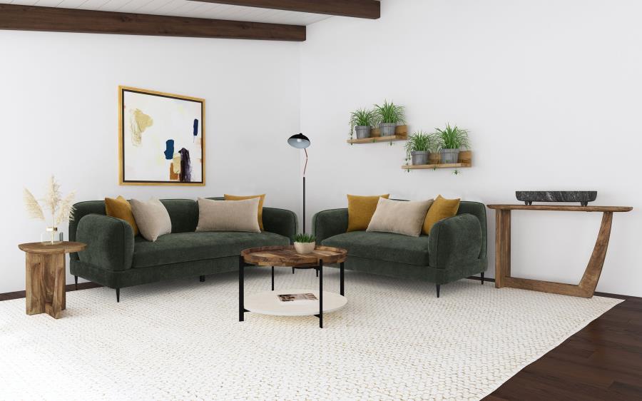 Jade Chenille Upholstered Modern Track Arm Loveseat Green - 509132
