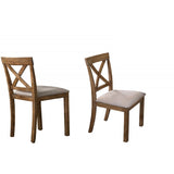 Dining Chair With Open X Back (Set of 2) - Brown / Beige
