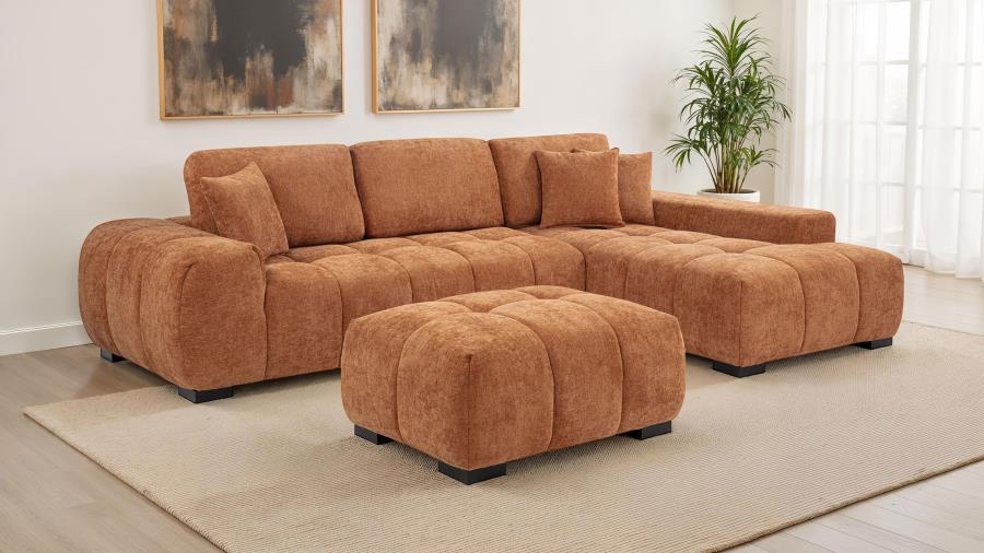 Octavia Upholstered Sectional Chaise Sofa Orange - 509350