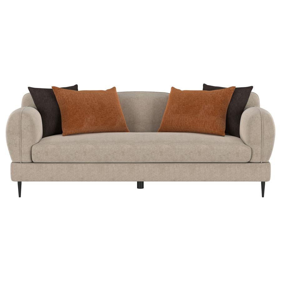 Jade Chenille Upholstered Sculpted Track Arm Sofa Latte - 509411