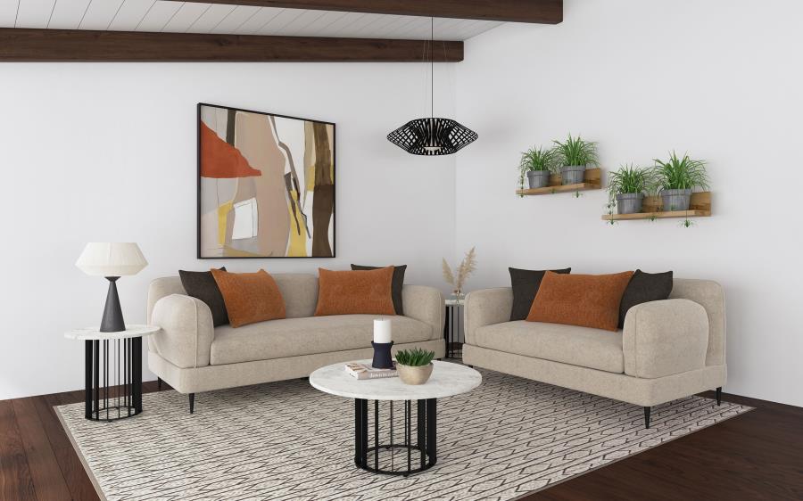 Jade Chenille Upholstered Sculpted Track Arm Sofa Latte - 509411