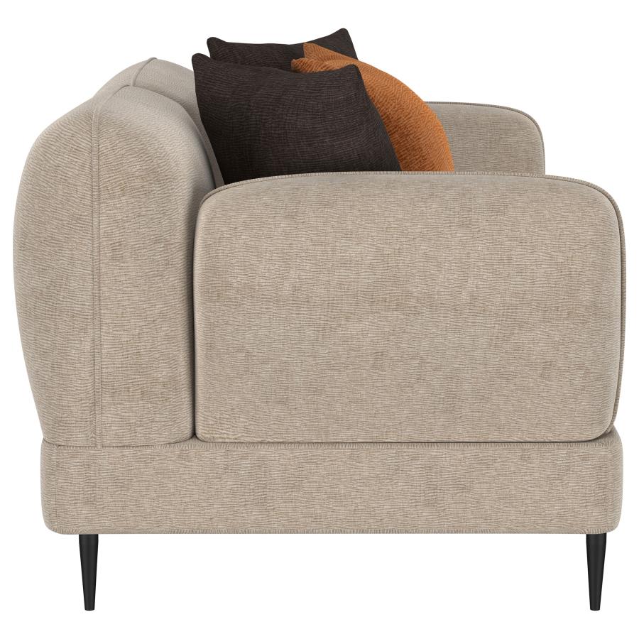 Jade Chenille Upholstered Sculpted Track Arm Loveseat Latte - 509412