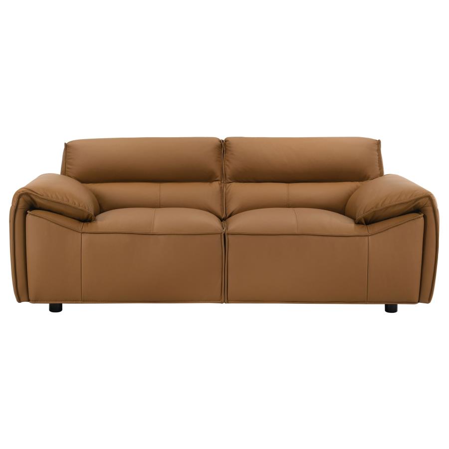 Buxton Top Grain Leather Upholstered Loveseat Orange - 509502
