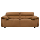 Buxton Top Grain Leather Upholstered Loveseat Orange - 509502
