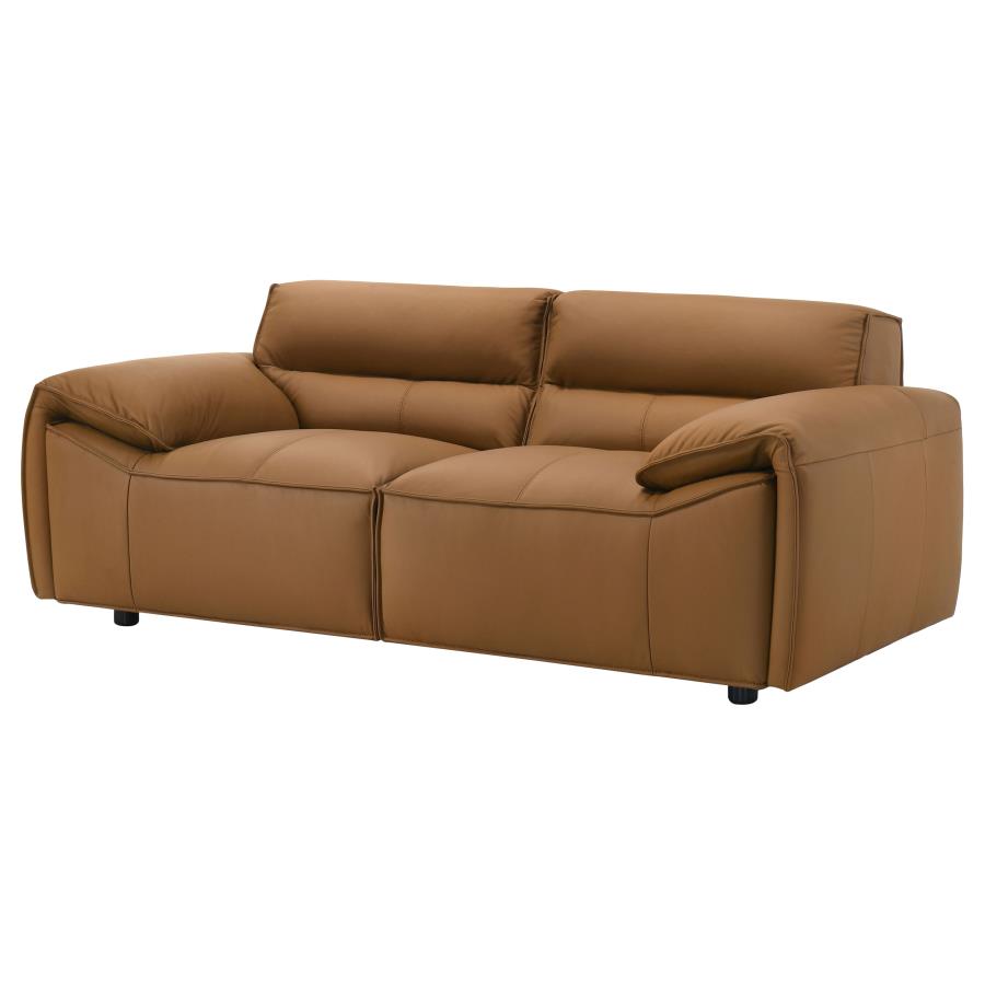 Buxton Top Grain Leather Upholstered Loveseat Orange - 509502