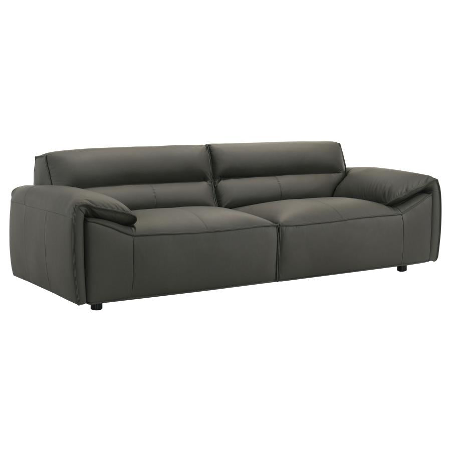 Buxton 2-piece Leather Upholstered Sofa Set Graphite - 509504-S2