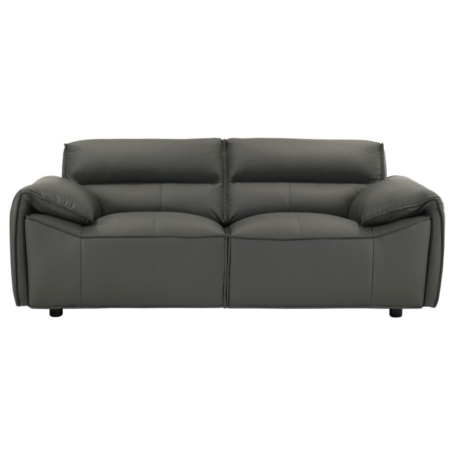 Buxton Top Grain Leather Upholstered Loveseat Graphite - 509505