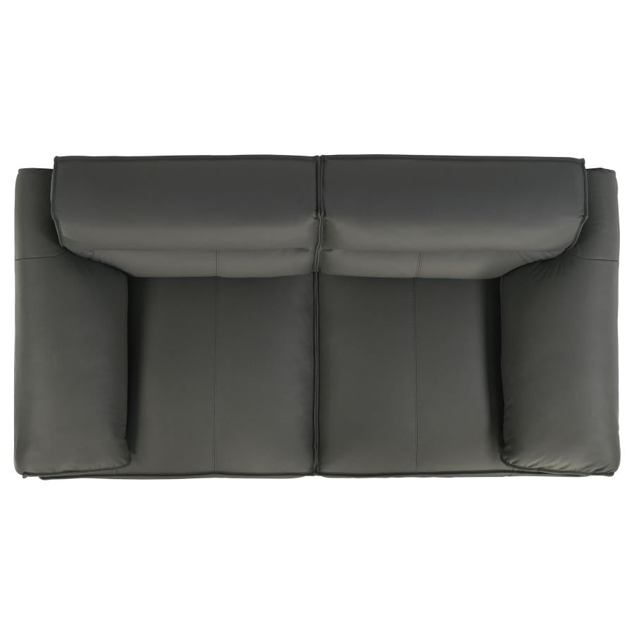 Buxton Top Grain Leather Upholstered Loveseat Graphite - 509505