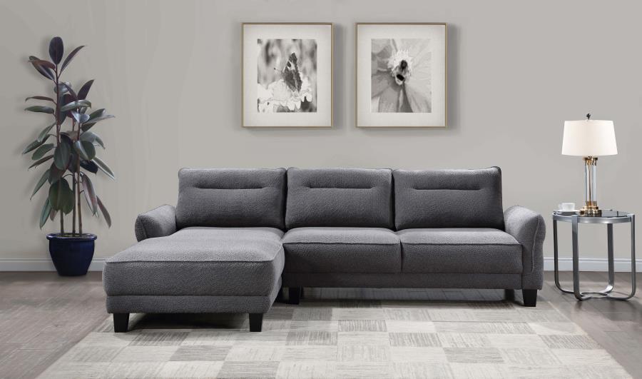 Caspian Upholstered Curved Arm Chaise Sectional Sofa Grey - 509540