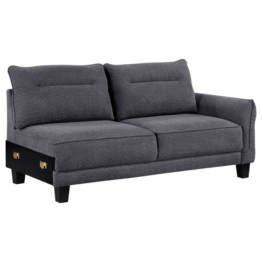 Caspian Upholstered Curved Arm Chaise Sectional Sofa Grey - 509540