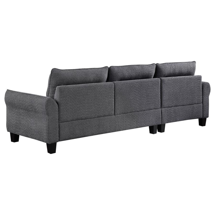 Caspian Upholstered Curved Arm Chaise Sectional Sofa Grey - 509540