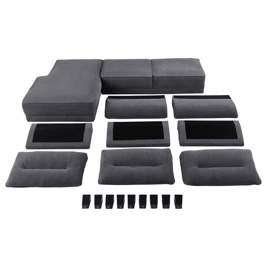 Caspian Upholstered Curved Arm Chaise Sectional Sofa Grey - 509540
