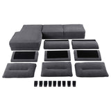 Caspian Upholstered Curved Arm Chaise Sectional Sofa Grey - 509540