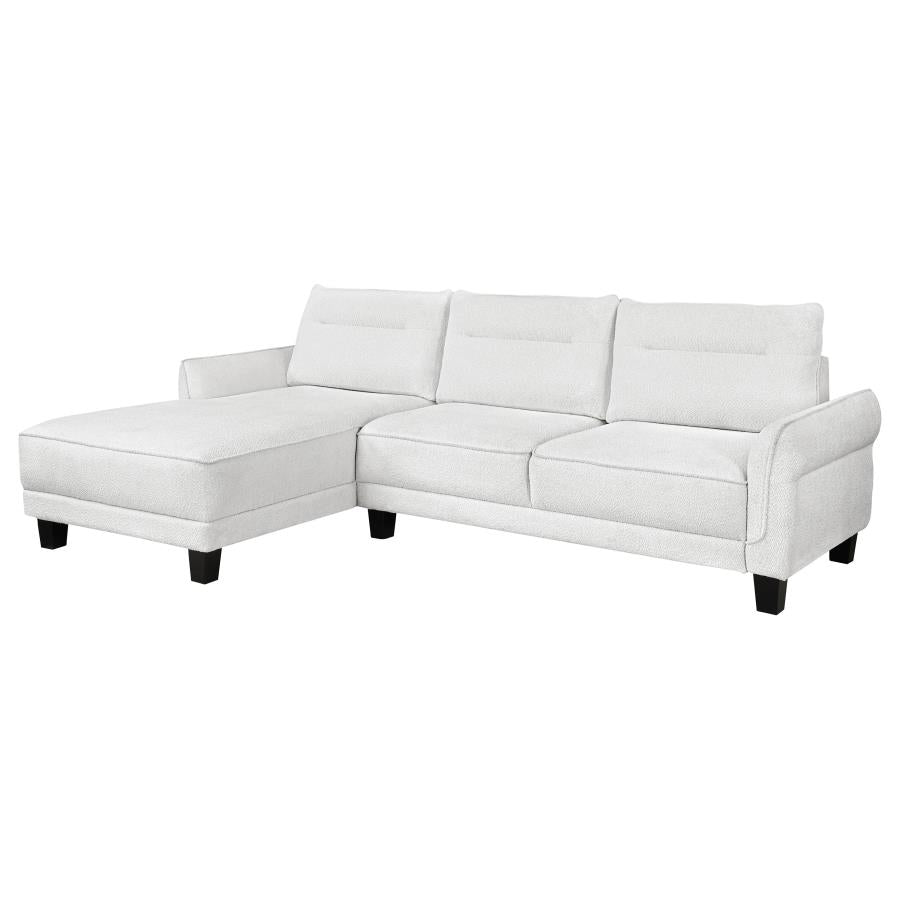 Caspian Upholstered Curved Arm Chaise Sectional Sofa White - 509550